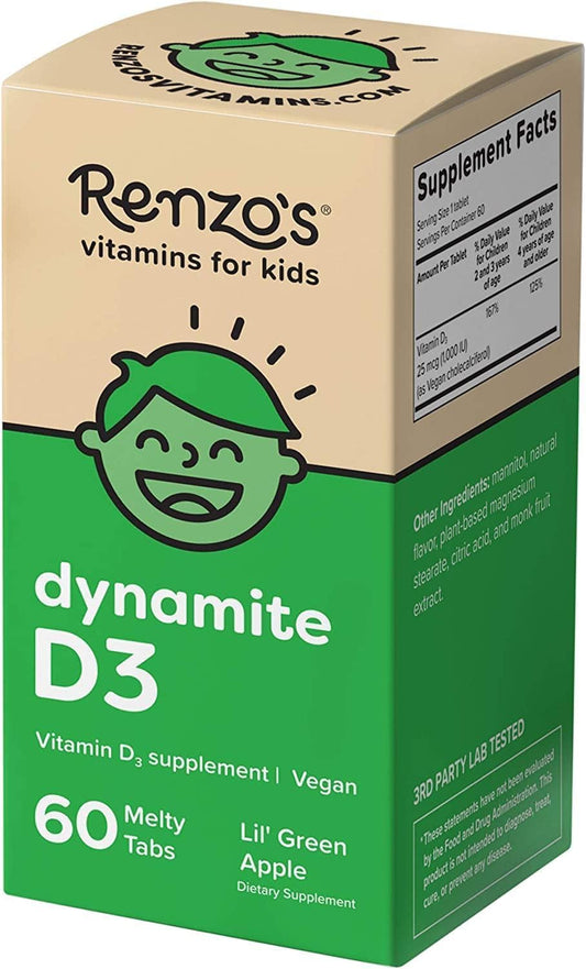 Renzo's Dynamite Vitamin D3 - Dissolving Kids Vitamin D3-60 tabs