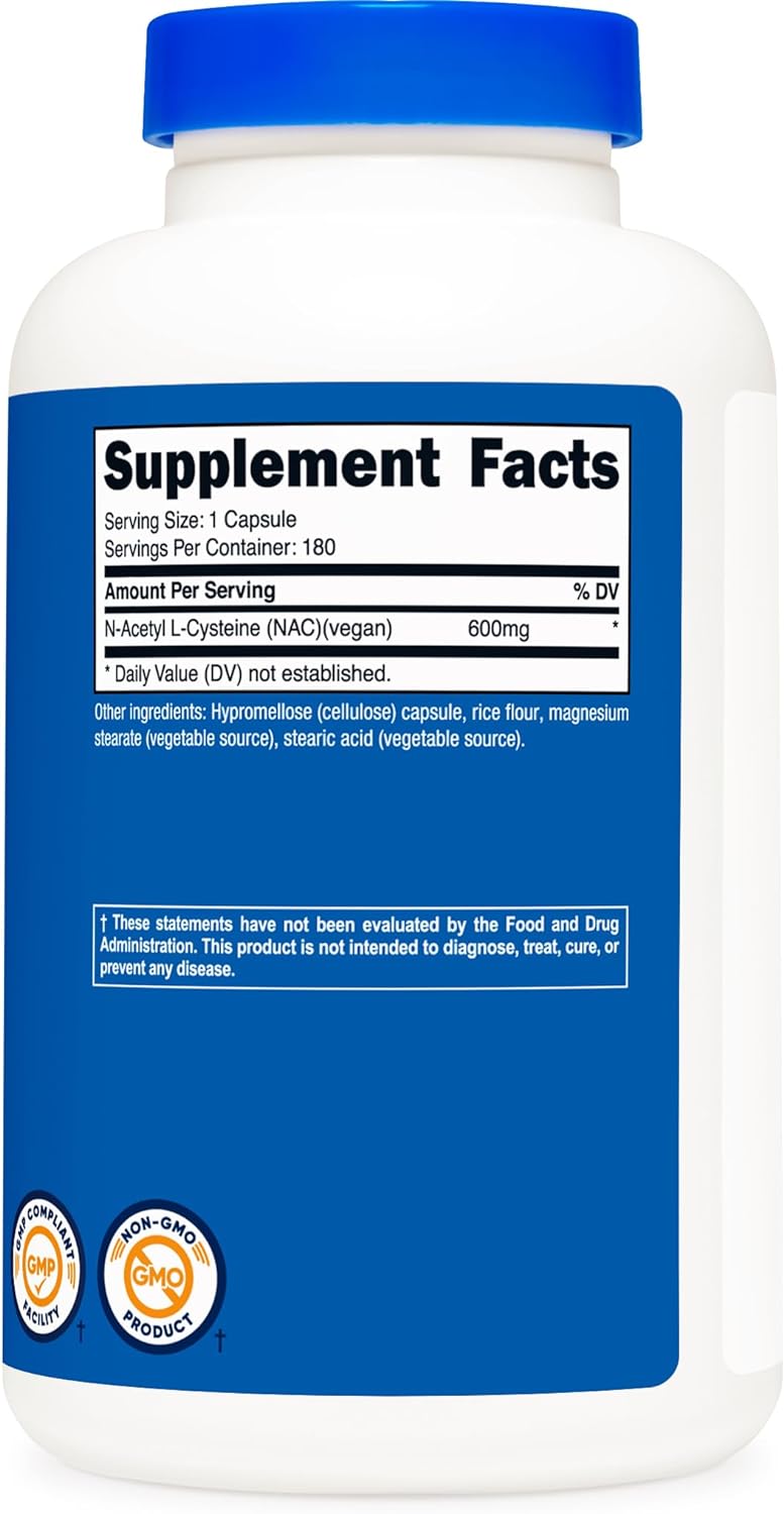 Nutricost N-Acetyl L-Cysteine (NAC) 600mg, 180 Capsules