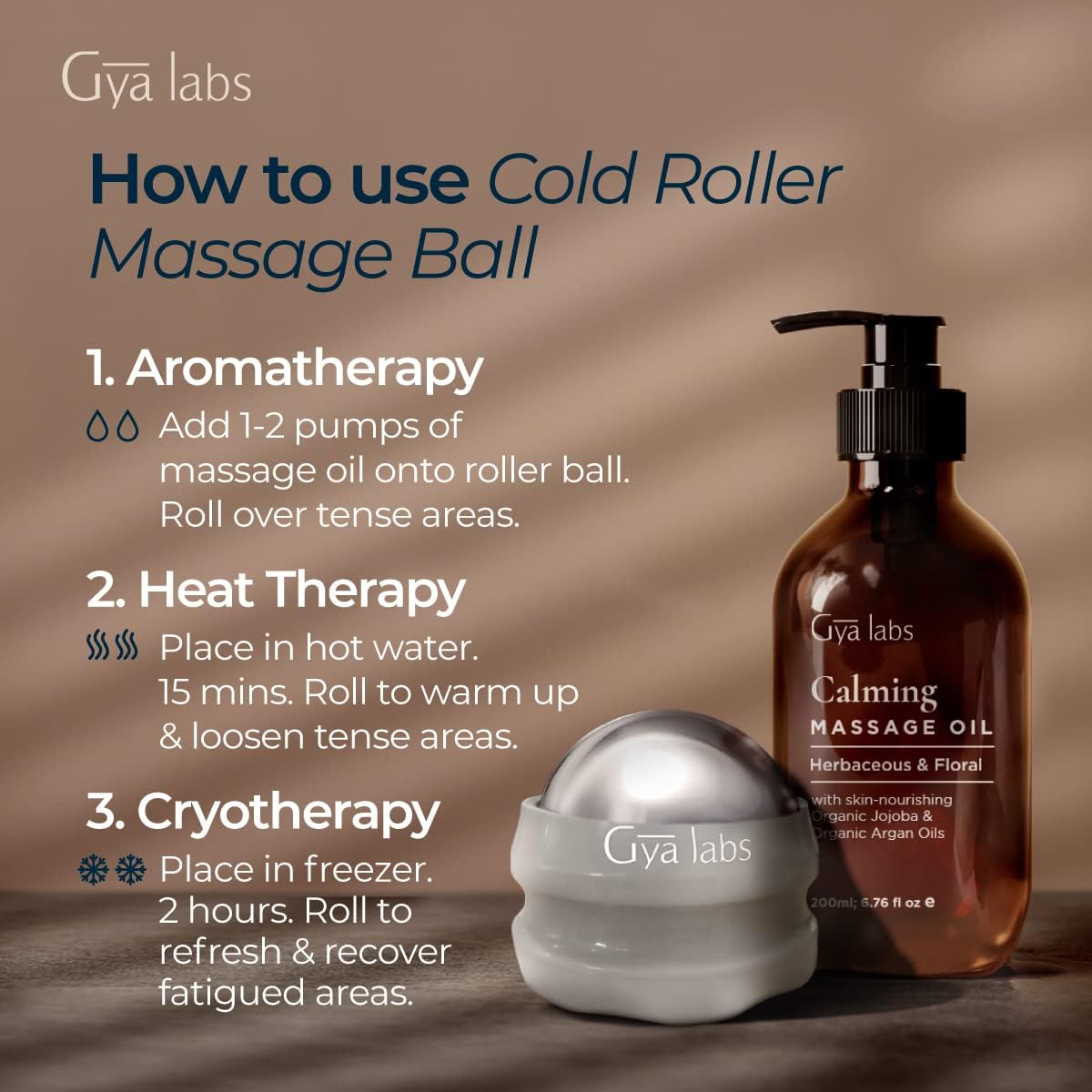 Gya Labs Cold Massage Roller Ball - 3-in-1 Recovery Tool