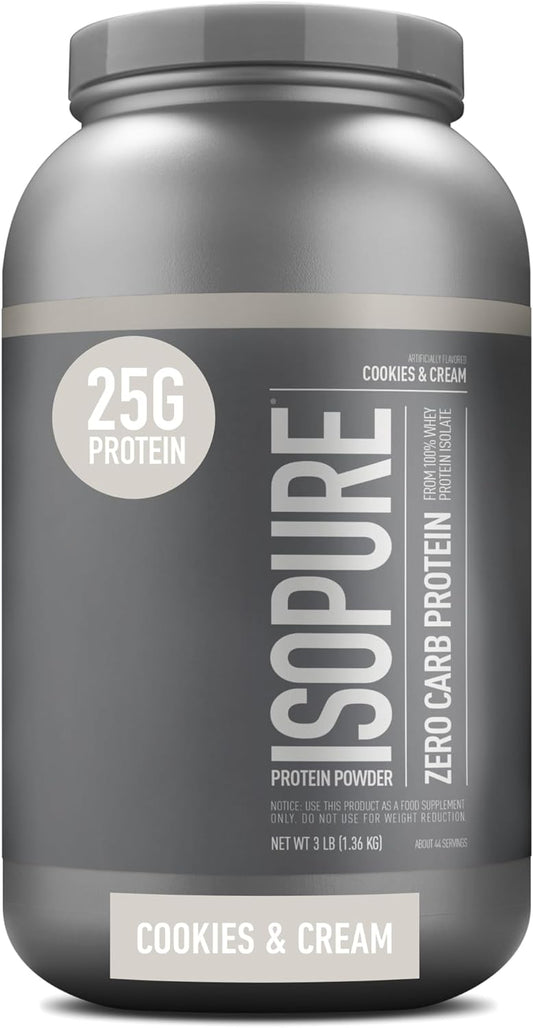 Isopure Protein Powder, Zero Carb Whey Isolate with Vitamin C & Zinc for Immune Support, 25g