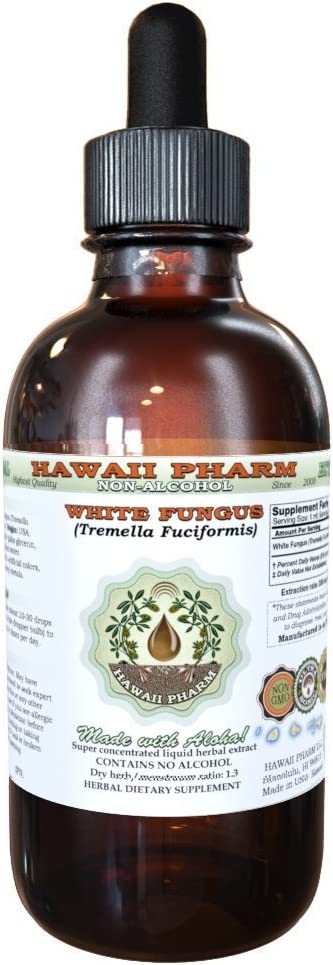 Hawaii Pharm White Fungus Alcohol-Free Liquid Extract, Dried Mushroom Glycerite Natural Herbal USA 2 fl.oz