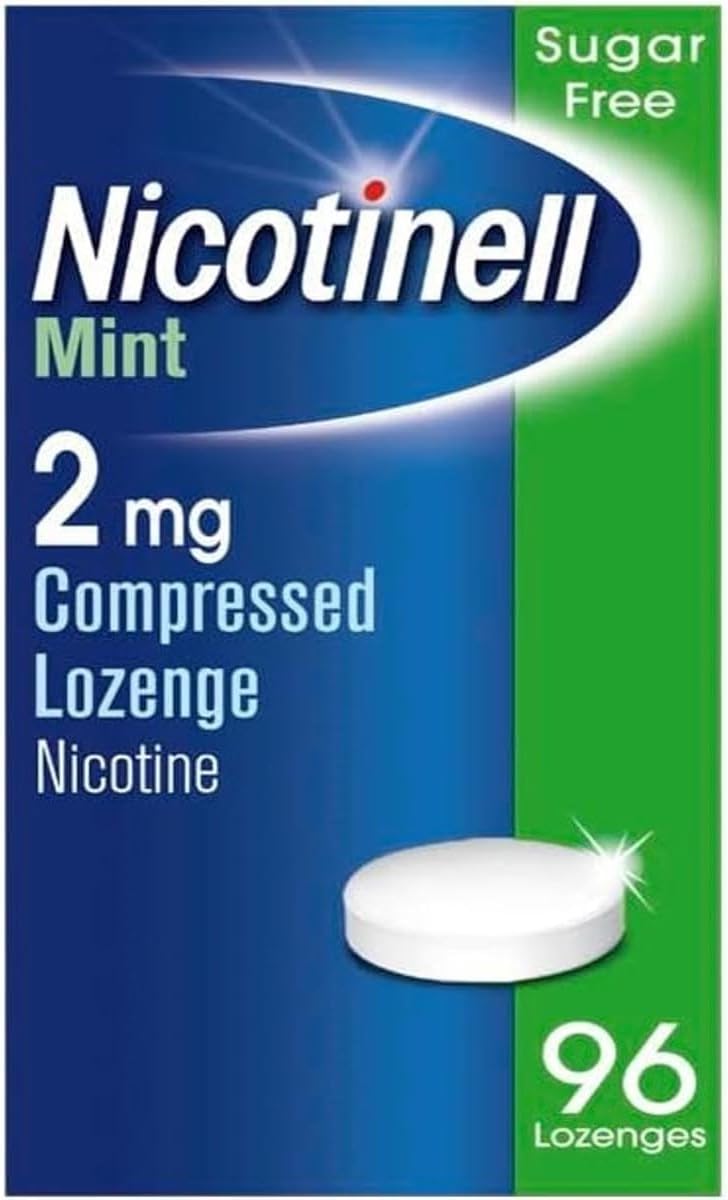 Nicotinell Nicotine Lozenge, Quit Smoking Aid, Sugar Free Mint Flavour, 2 mg, 96 Pieces