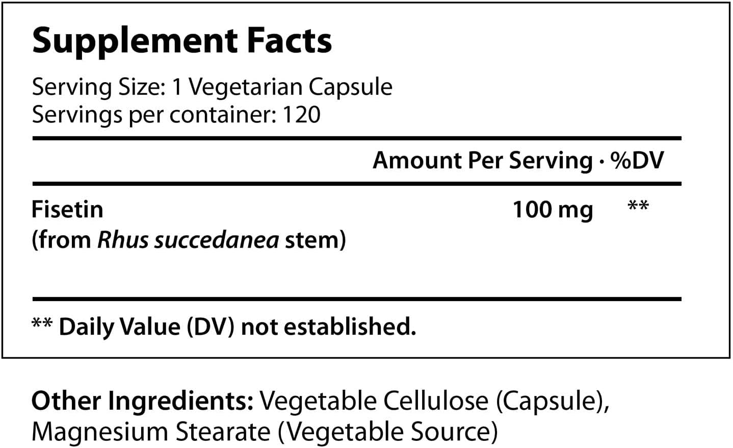 Fisetin Supplement  120 Vegetarian Capsules