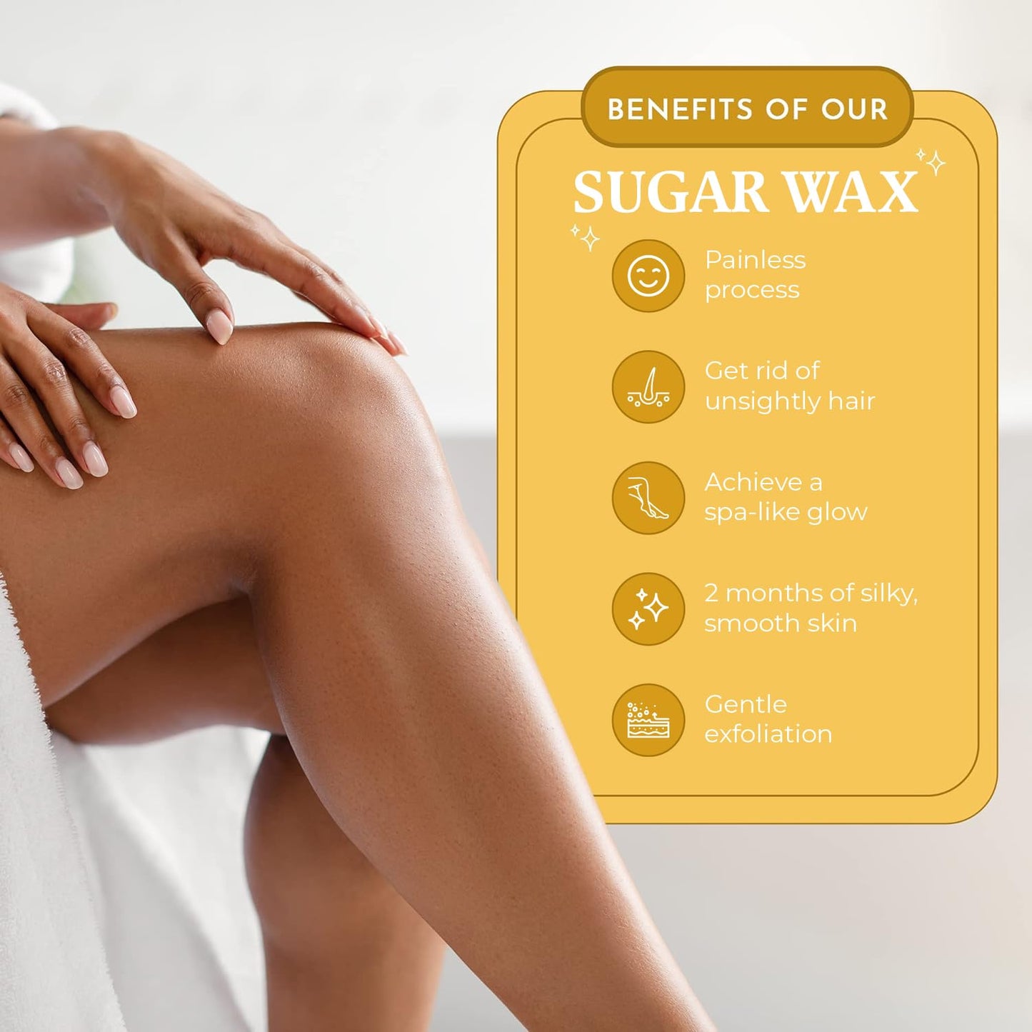 MOOM Organic Sugar Wax with Tea Tree Oil, 12 oz Jar - Hair Removal for Bikini, Brazilian, Face & Legs