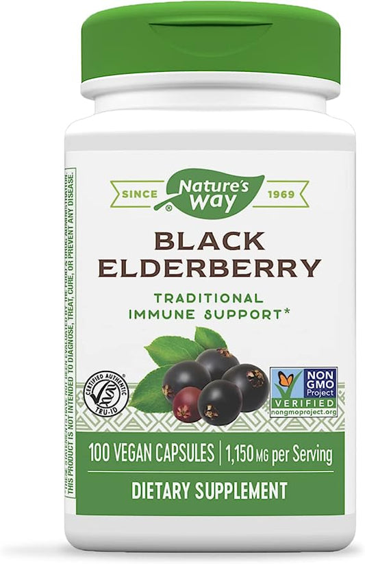 Nature's Way Black Elderberry Capsules, 100 Vegan Capsules