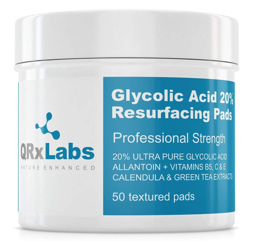 QRxLabs Glycolic Acid 20% Resurfacing Pads for Face & Body with Vitamins