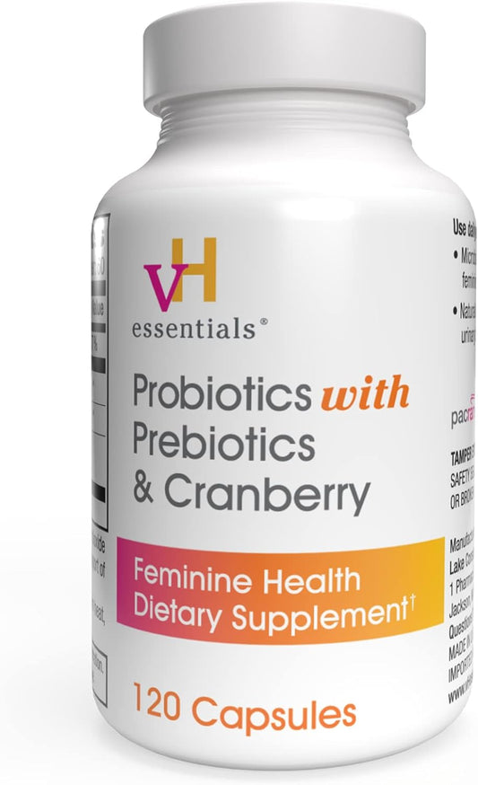 vH essentials Probiotics with Prebiotics and Cranberry Feminine Health Supplement - 120 Capsules