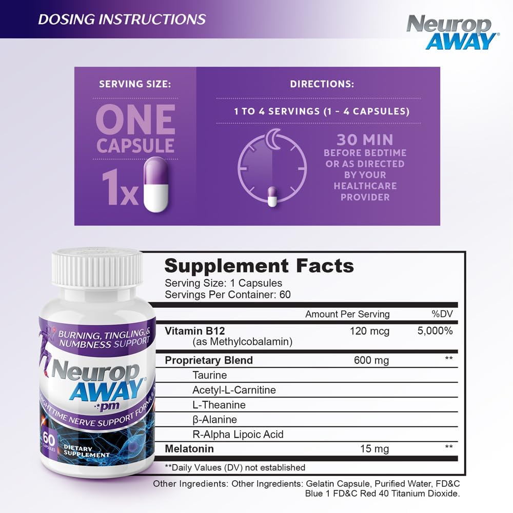 NeuropAWAY Nerve Support PM  60 Capsules