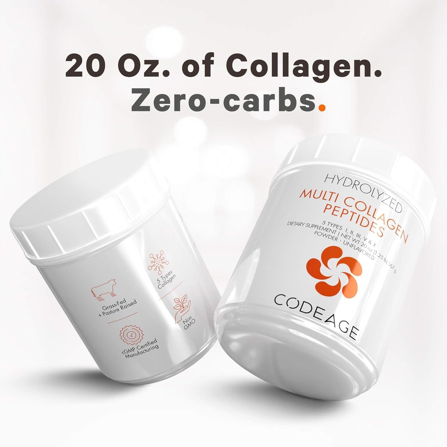 Codeage Multi Collagen Protein Powder Peptides,Type I, II, III, V, X,  20 Ounces