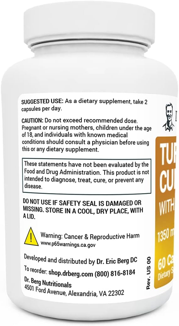 Dr. Berg Turmeric Curcumin with Bioperine   60 Capsules