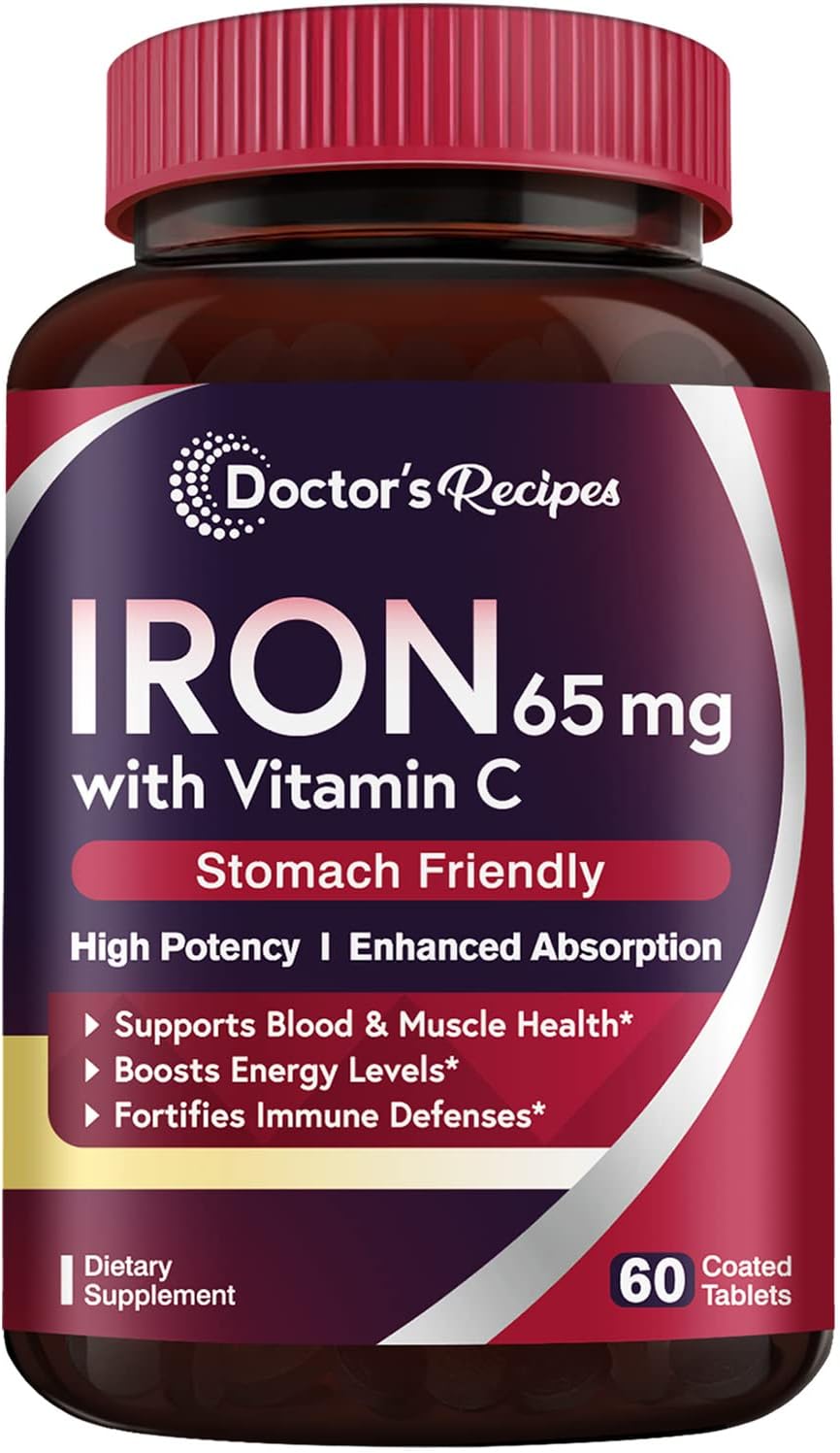 Doctor's Recipes Iron 65 mg Carbonyl Iron with Vitamin C - 60 tablets