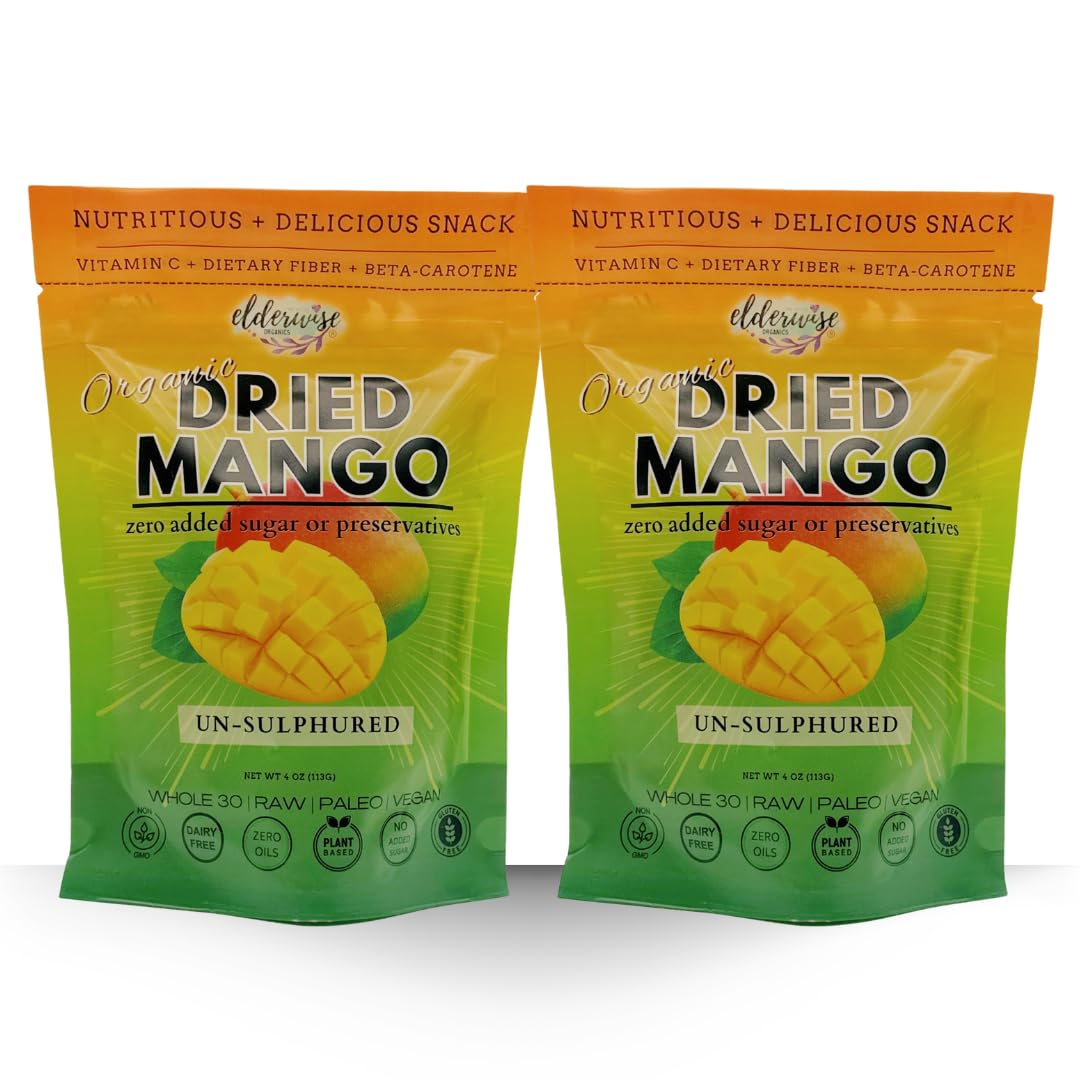 Elderwise Organics Dried Mango  Unsweetened -4 Ounce