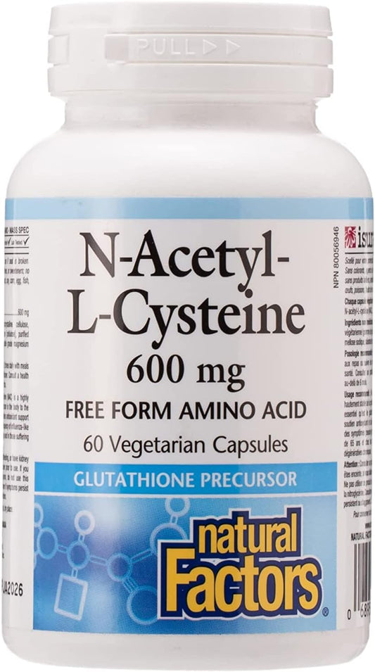 Natural Factors NAC, N-Acetyl-L-Cysteine, 600 mg, 60 Vegetarian count