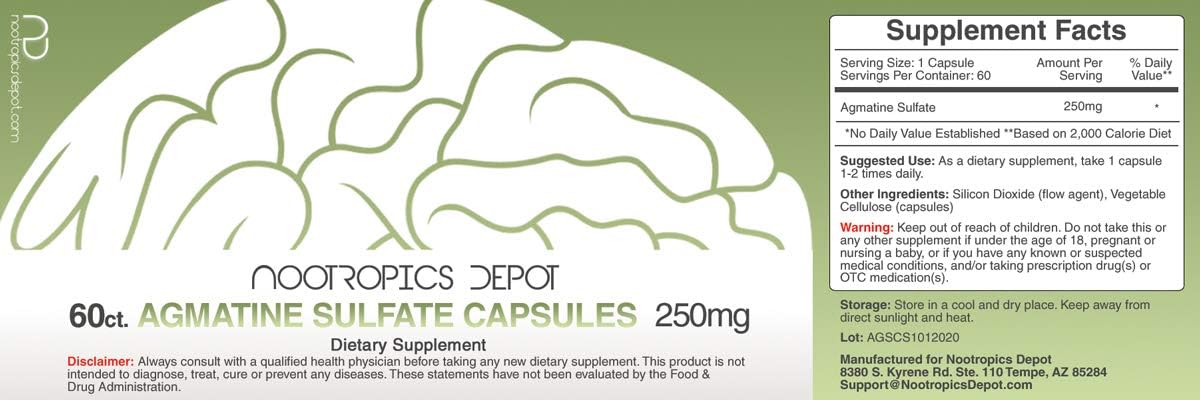 Nootropics Depot Agmatine Sulfate  60 Capsules