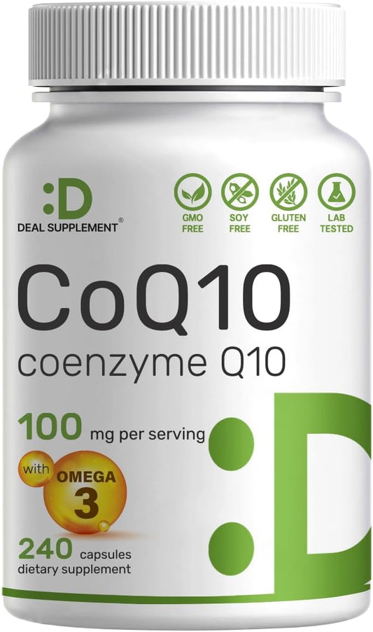 CoQ10 Coenzyme with Omega 3 Fatty Acid Q10  240 Capsules