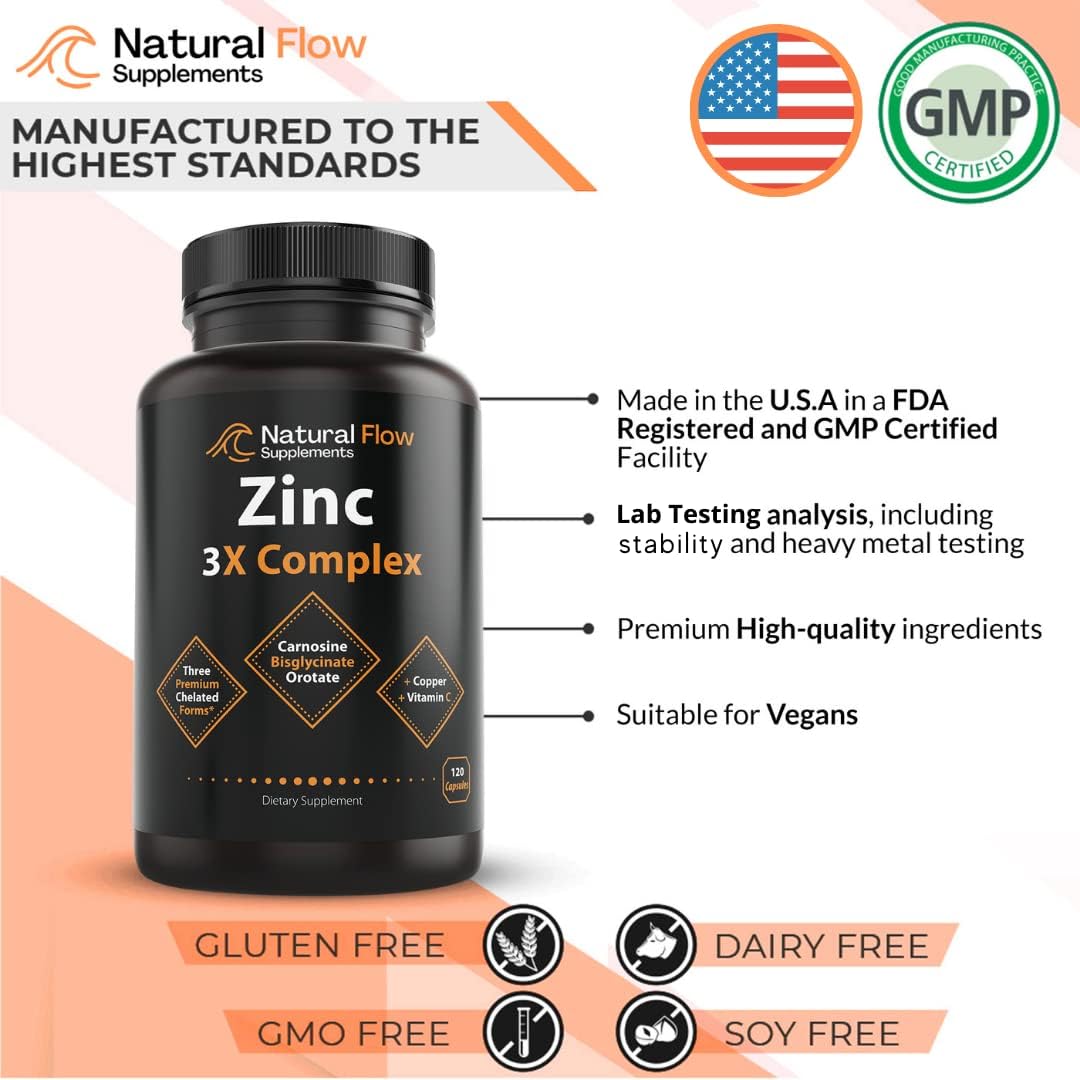 Zinc Supplement Complex with Copper and Vitamin C - 120 Capsules