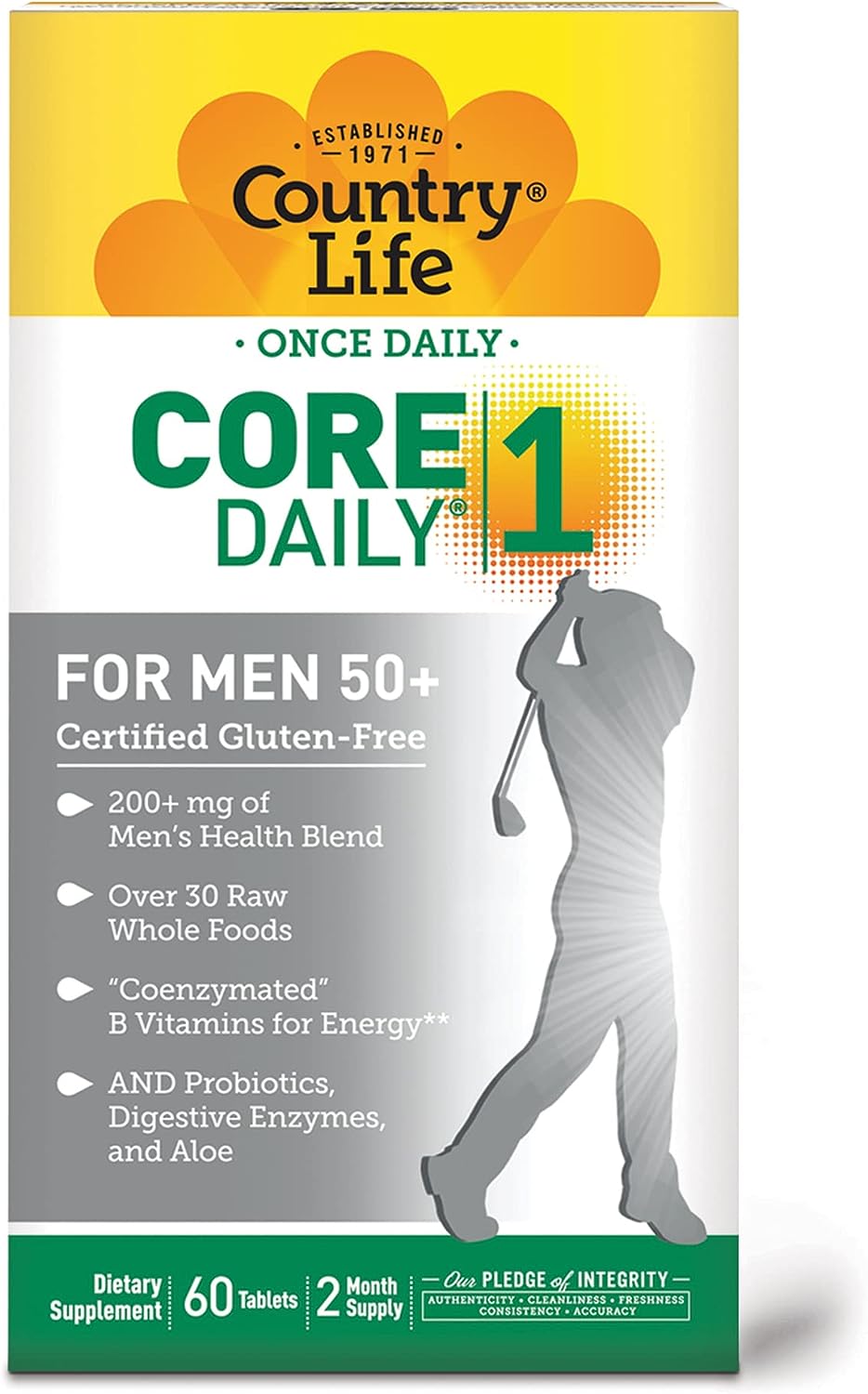 Country Life Core Daily-1 Multivitamin for Men 50+, 60 Tablets