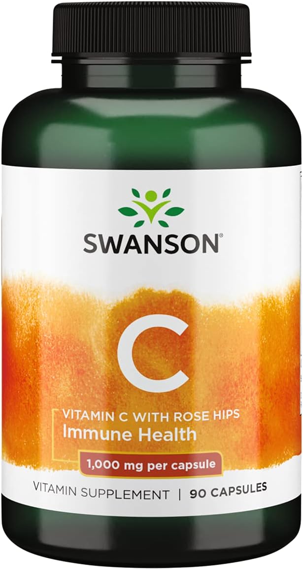 Swanson Vitamin C w/Rose Hips - Herbal Supplement Promoting Skin Health 90 Capsules