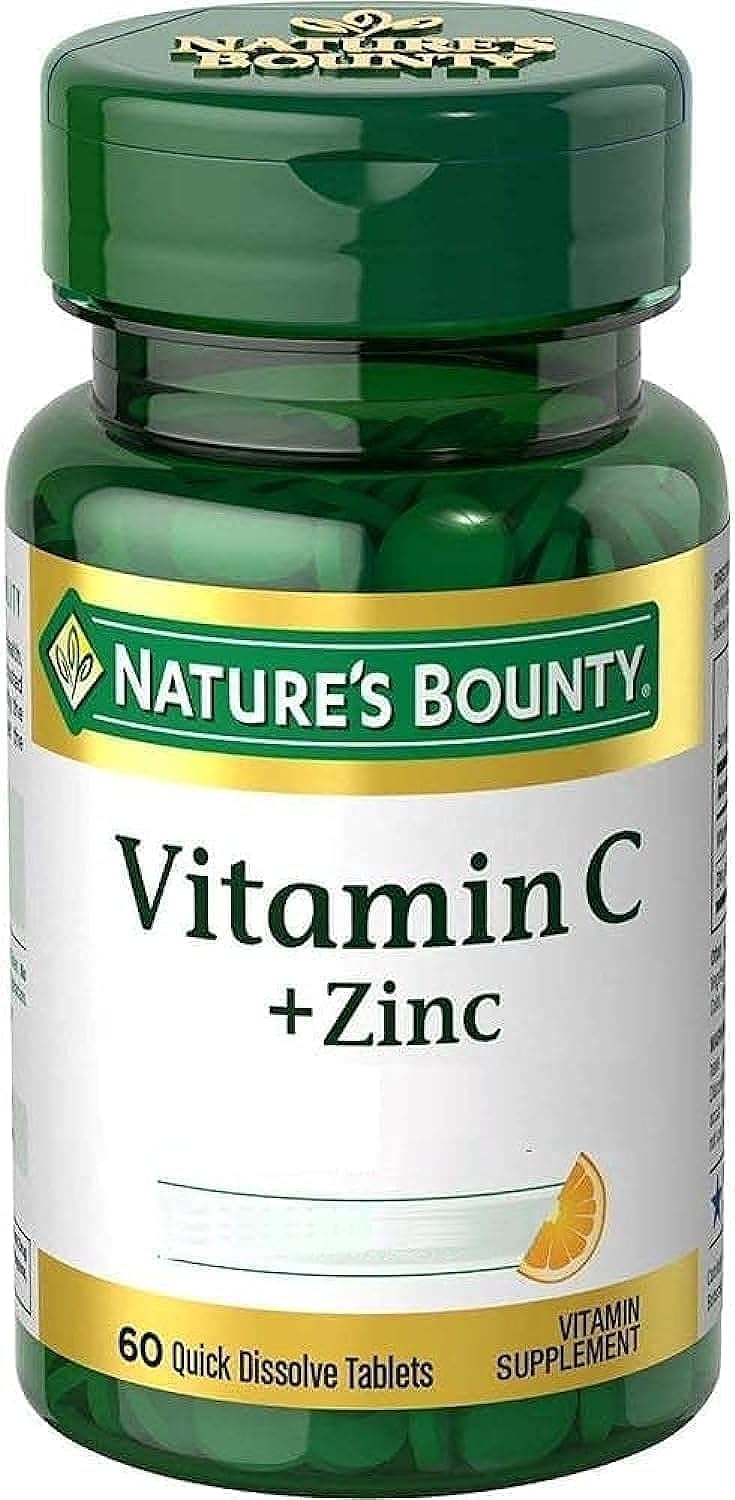 Nature's Bounty, Vitamin C + Zinc, Supports Immune Health, Vitamin Supplement, 60 mg, 60 Tablets