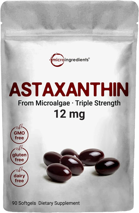 Natural Astaxanthin 12mg, 90 Softgels