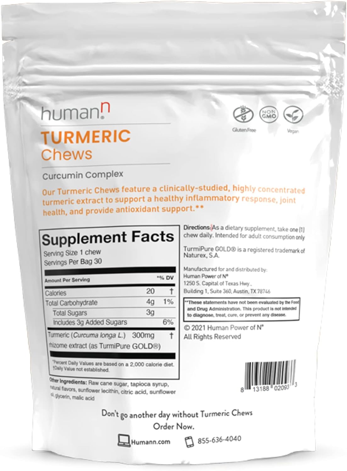 humanN Turmeric Curcumin Chews Supplement – 30 count