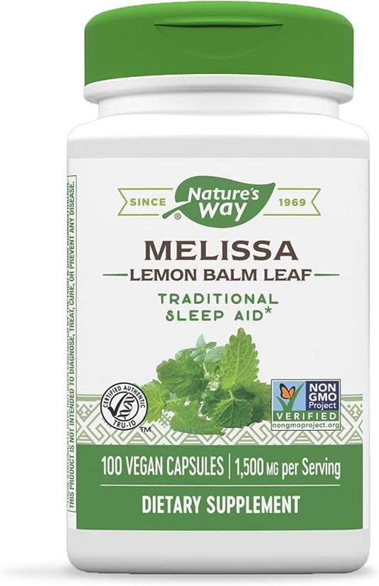 Nature's Way Premium Herbal Melissa Lemon Balm Leaf, 100 Capsules