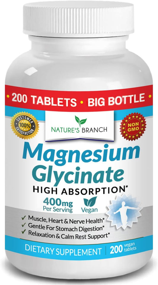 Magnesium Glycinate  High Absorption- 200 Tablets