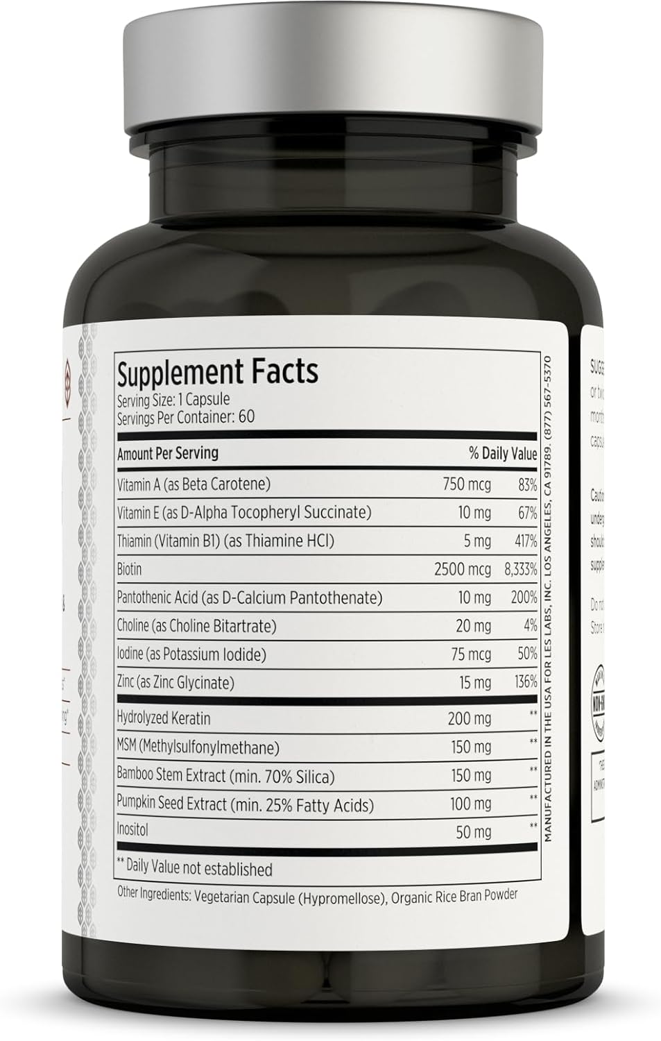 LES Labs Hair Health – Hair Growth & Nails Supplement,60 Capsules