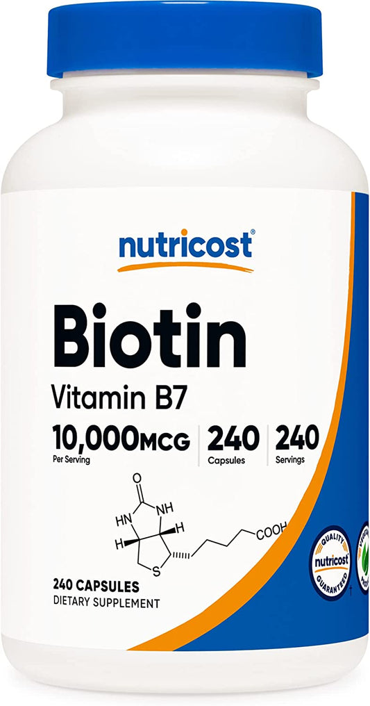 Nutricost Biotin (Vitamin B7) 10,000mcg (10mg) Vitamin, 240 Capsules