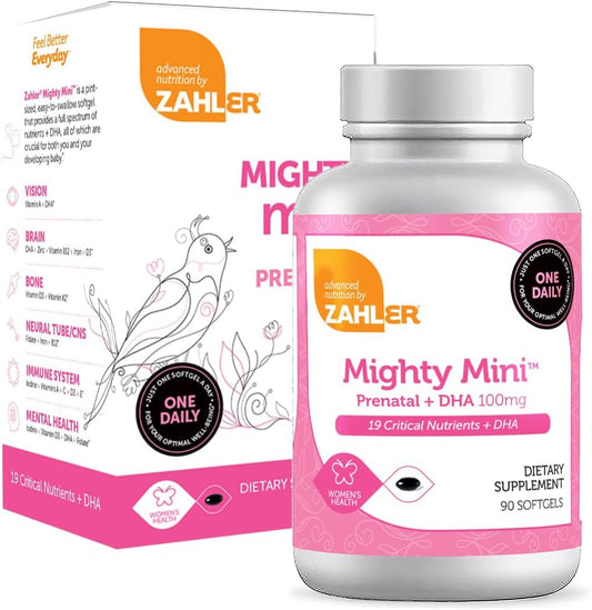 Zahler Mighty Mini Prenatal Vitamin with DHA & Folate - 90 Softgels