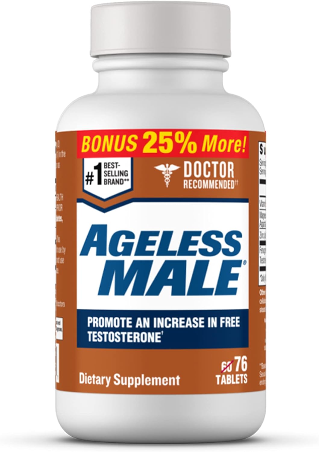 New Vitality Ageless Male Free Testosterone Booster Supplement for Men, 76 Tablets