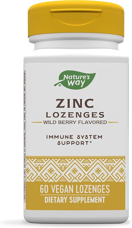 Nature's Way Zinc Lozenges with Vitamin C  Wild Berry Flavored, 60 Lozenges