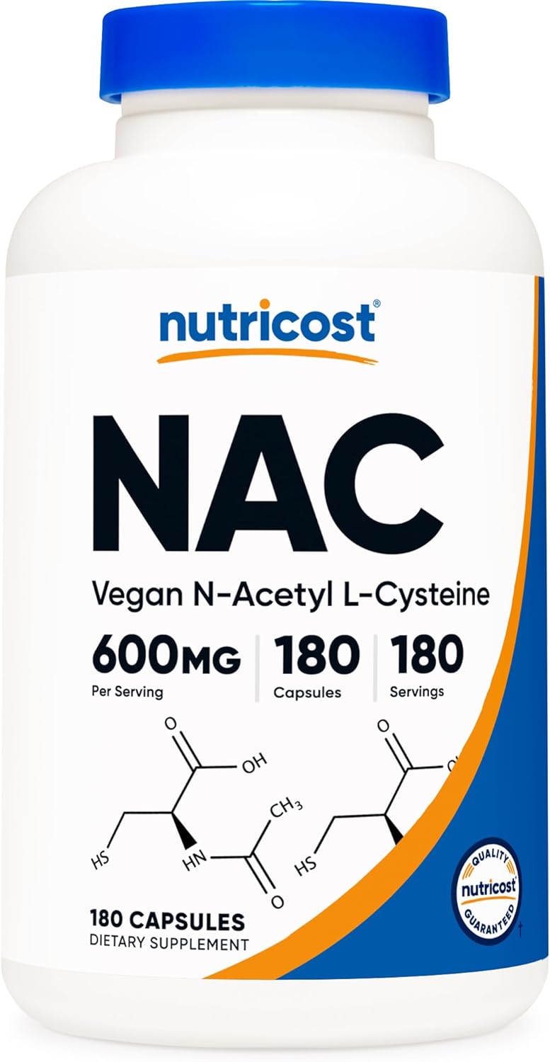 Nutricost N-Acetyl L-Cysteine (NAC) 600mg, 180 Capsules