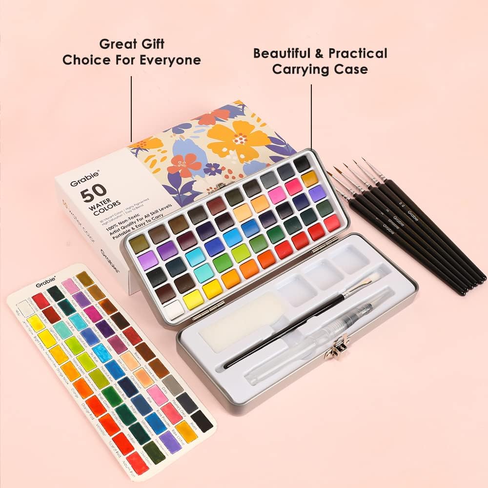 Grabie Watercolor Paint Set, Great for Painting, 50 Colors