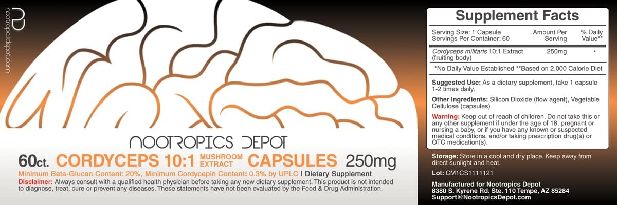 Nootropics Depot Cordyceps Mushroom 60 Capsules