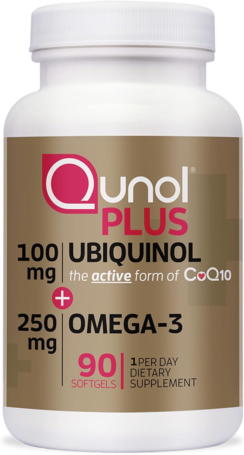 Qunol Plus Ubiquinol + Omega 3, Ubiquinol CoQ10 100mg with 250mg