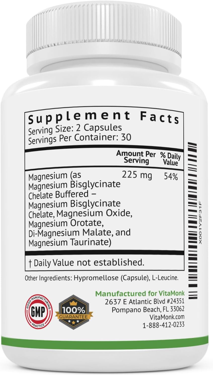 Quad Magnesium Blend by Vitamonk - with Magnesium Orotate, 60 capsules