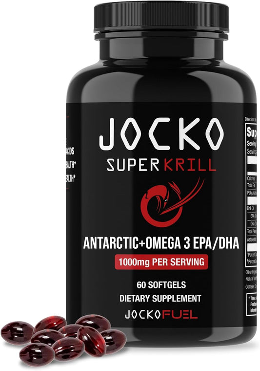 Jocko Fuel Antarctic Krill Oil Omega 3 Fatty Acid  DHA & EPA - 1000mg Softgels