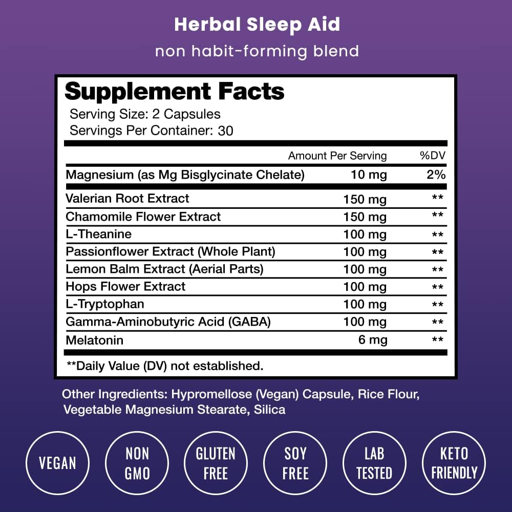 NutraChamps Sleep Aid | Herbal Sleeping Pill for Adults 60 count