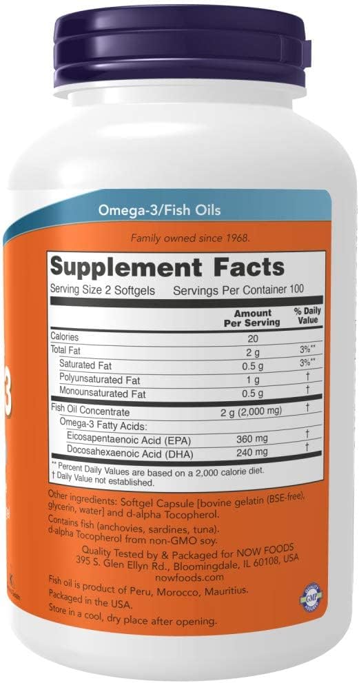 NOW Supplements, Omega-3 180 EPA / 120 DHA, 200 count