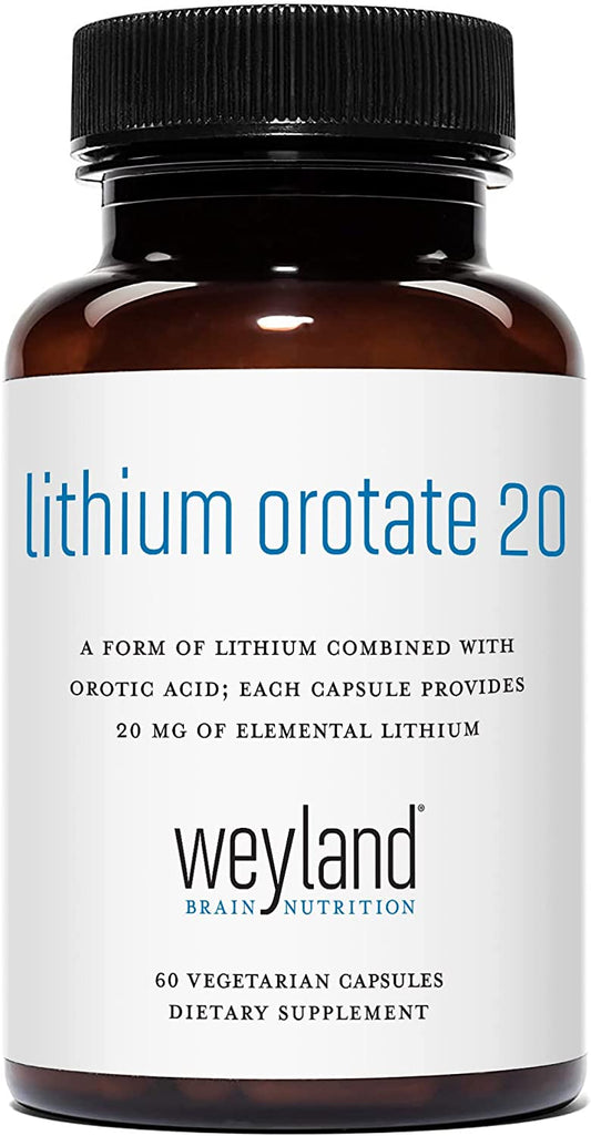 Lithium Orotate 20mg (1 Bottle), 60 Vegetarian Capsules