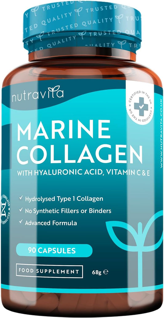 Marine Collagen  Hyaluronic Acid Vitamin C, Vitamin E - 90  Capsules