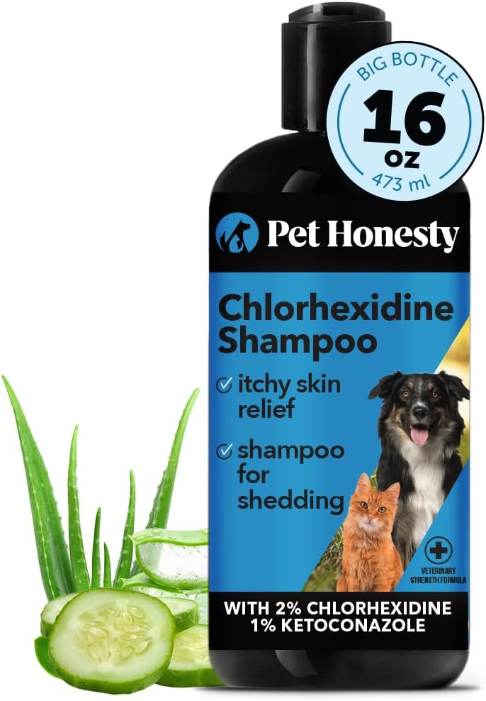 Pet Honesty Chlorhexidine Cat & Dog Anti-itch Shampoo, for Allergies, Itching, Dog Skin and Coat Supplement, 16oz