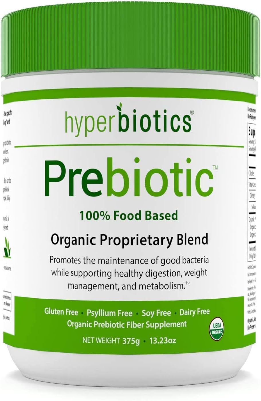 Hyperbiotics Organic Prebiotic Powder | Vegan Unflavored Soluable Fiber Supplement 13.26 OZ