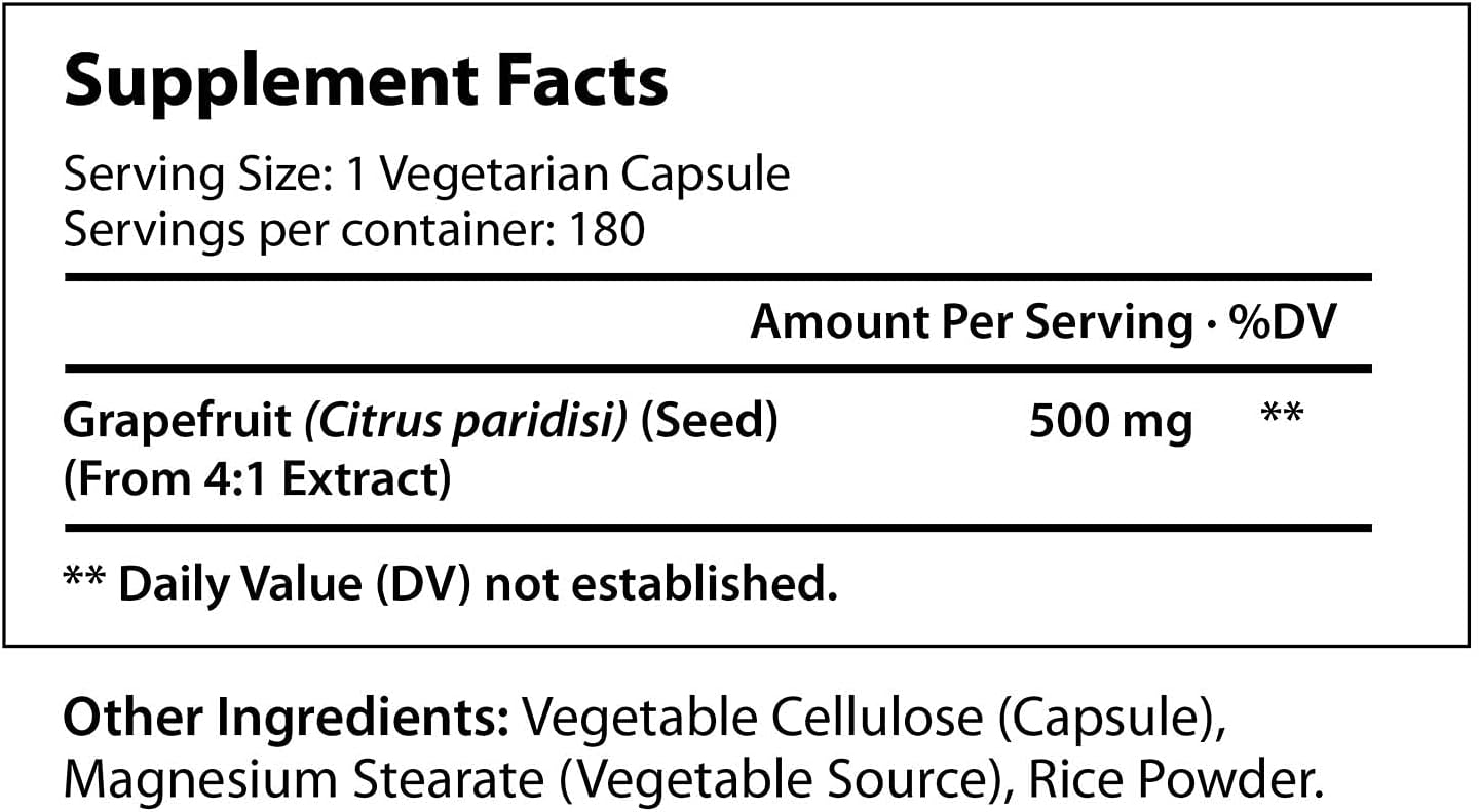 Grapefruit Seed Extract  180 Vegetarian Capsules