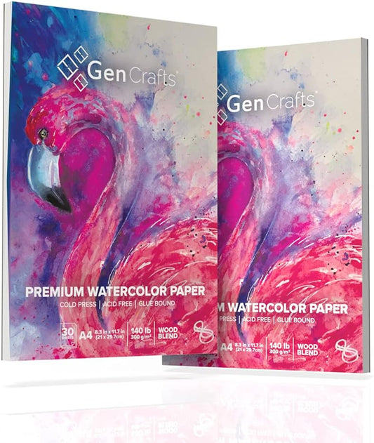 GenCrafts Watercolor Paper Pad 2 Pack 60 Sheets