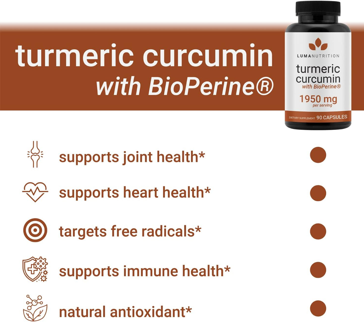 Turmeric Curcumin with Black Pepper - 95% Curcuminoids - 90 count