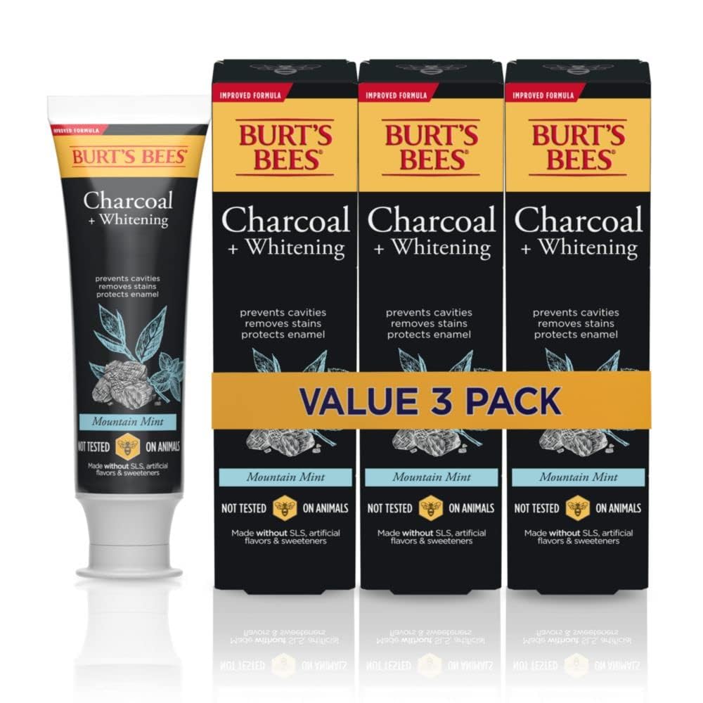 Burt's Bees Toothpaste, Natural Flavor, Charcoal  3 x 4.7oz