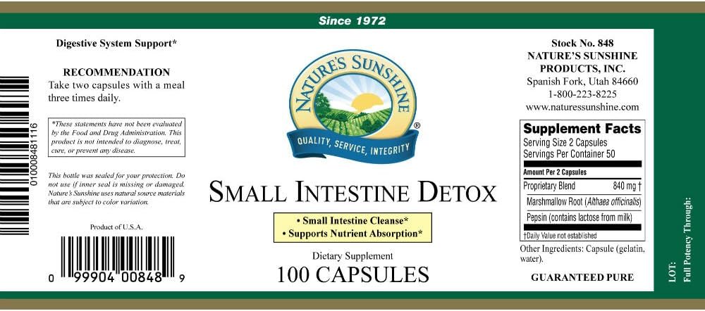 Nature's Sunshine Small Intestine Detox, 100 Capsules