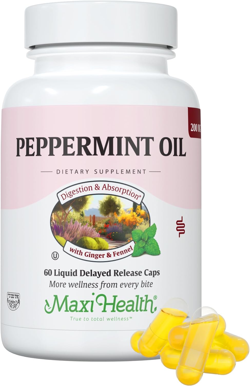 Maxi Health - Peppermint Oil with Ginger & Fennel Delayed Release  60  Capsules